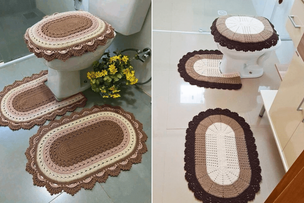 Jogo de Banheiro feito de crochê